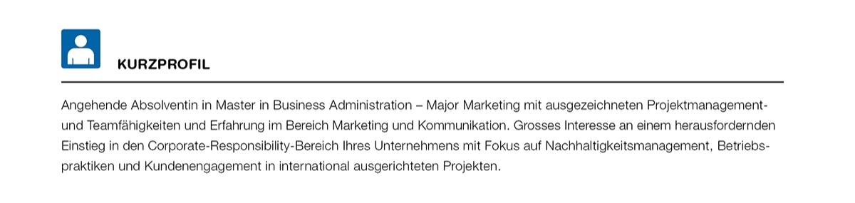 Cv 1Spalten De Positionkurzprofil